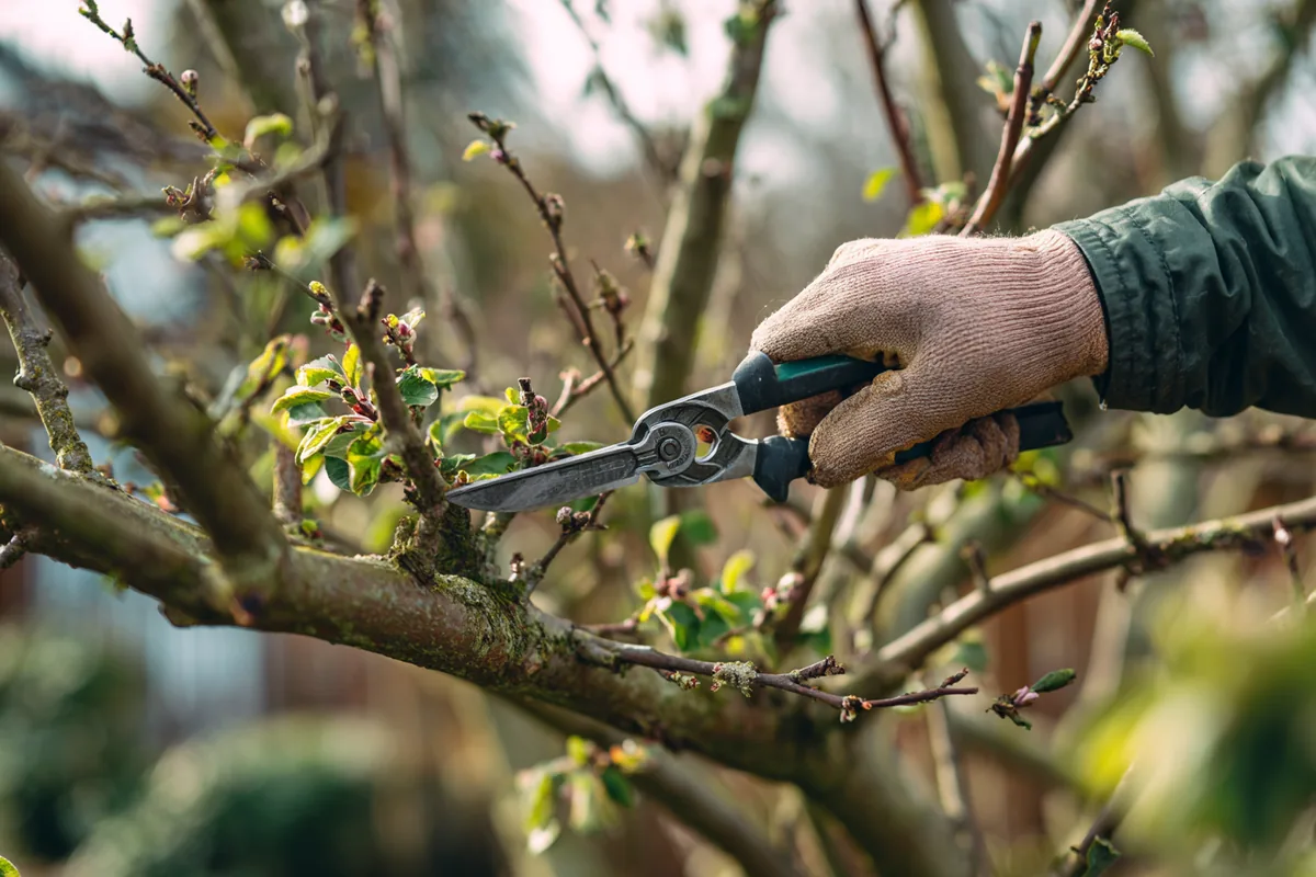 Arborist beskærer træ med klatreudstyr og håndsav under træbeskæring i Slagelse